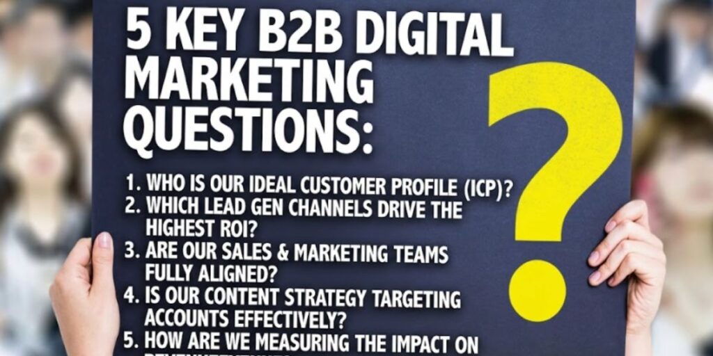 B2B marketing agency India — evaluation checklist showing five key questions to ask before signing